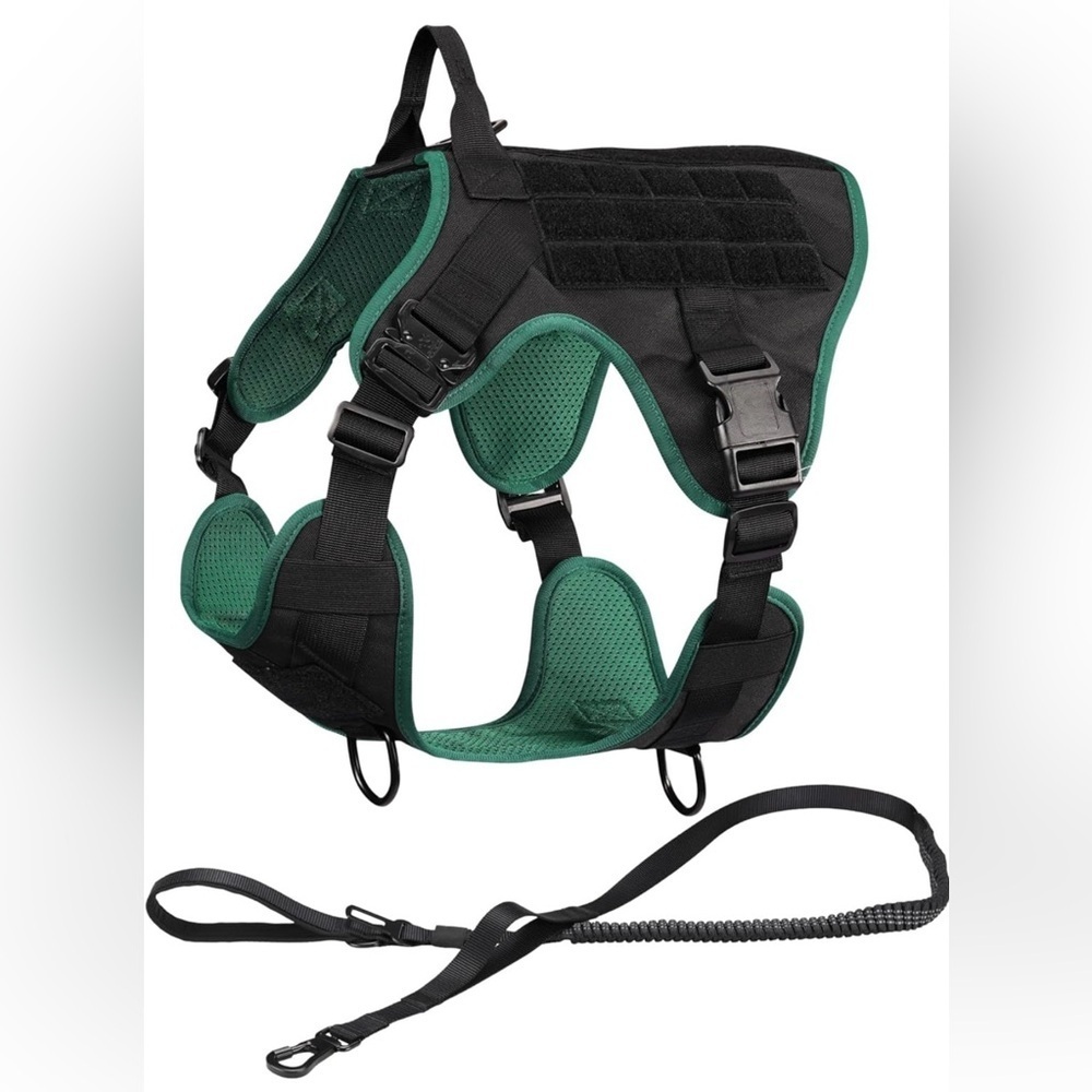 Tactical Dog Harness and Vest Set - Strong & Adjustable Fit with Metal D Ring